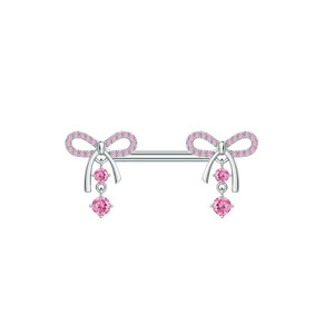 Nuevos Anillos de Acero Inoxidable Rosa para Pezones, Venta al por Mayor, Diseños Exquisitos de Corazón y Rosa, Piercings Corporales con Colgantes de Zirconia - Product Image 3