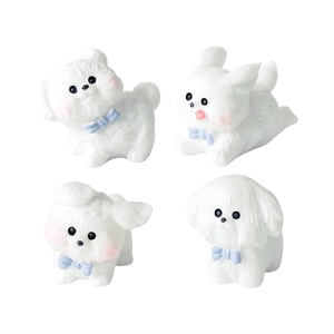 Décorations créatives, petit chien blanc mignon courant sous <span class=keywords><strong>la</strong></span> pluie, accessoires décoratifs DIY, mini-ornements de bureau pour voiture - Product Image 5
