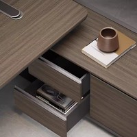 Bureau de direction moderne de luxe en panneaux de bois, convertible, extensible, modulaire, réglable en hauteur, avec éclairage LED, garantie de 3 ans
