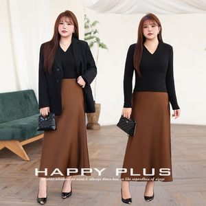 รันฉีเอ-ไลน์กระโปรงมิดิผู้หญิงผ้าซาตินสีทึบเอวปกติเงา N9014 - Product Image 4