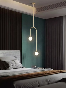 Boule de verre nordique lampes suspendues chambre chaude lampes de chevet Art Restaurant salon Bar Double tête lampes suspendues décor luminaire - Product Image 5