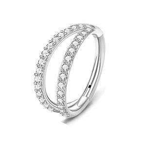 Anillo de nariz de herradura de acero inoxidable con incrustaciones de diamantes, anillo de labio, arete, joyería para septum, regalo, joyería geométrica para piercing - Product Image 3