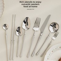 Ensemble de couverts en acier inoxydable 304 polonais miroir ensemble de couverts lourds et robustes lave-vaisselle cuisine fourchettes couteau cuillères ensemble