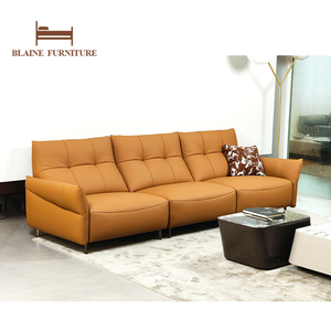 BLAINE Original 313 Offre promotionnelle Canapé sectionnel moderne quatre places en cuir véritable et bois, ensemble de meubles de salon - Product Image 1