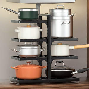 Estante de almacenamiento de cocina ajustable de doble cara multicapa para el hogar, <span class=keywords><strong>encimera</strong></span> de pie, armario, fregadero, <span class=keywords><strong>platos</strong></span>, ollas, almacenamiento - Product Image 4