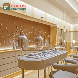 Vitrine de présentation de bijoux de luxe moderne en verre, bois et métal avec éclairage LED, vitrine haut de gamme pour boutique, présentation intérieure - Product Image 5
