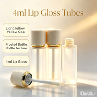 Tube de brillant à lèvres givré jaune clair vide en gros, 4 ml, avec logo personnalisé, emballage cosmétique