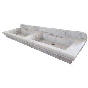 Top per lavabo integrato in marmo bianco di <span class=keywords><strong>Carrara</strong></span> 100% naturale italiano, doppio lavabo, ecologico, resistente al fuoco, superficie lucida - Product Image 1