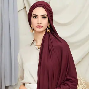 Großhandel Neu Luxus Hohe Qualität Jersey Premium Stretch Jersey Hijab Baumwolle Hijab Schal Jersey Weich