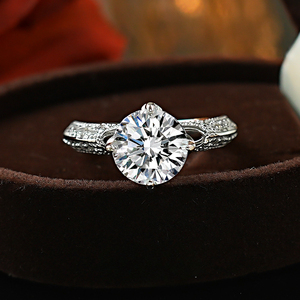 Anello in Argento 925 con <span class=keywords><strong>Diamante</strong></span> Rotondo da 2 Carati, <span class=keywords><strong>Diamante</strong></span> ad Alto Contenuto di Carbonio, Otto Stelle e Otto Frecce, Stile Lussuoso - Product Image 3