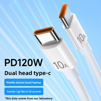 Câble de charge rapide Type-C vers Type-C PD 120W 10A en PVC compatible iPhone 15, tablettes Honor, ordinateurs portables, longueurs variées