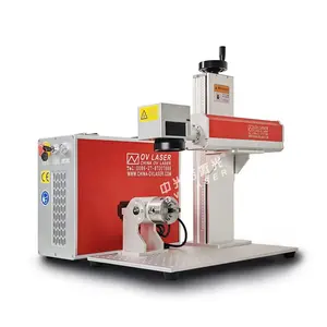 Máquina de marcação a laser de fibra Raycus portátil 30w com D80mm rotativa para copos de metal, copos, cilindros, brid, anéis, gravura de joias