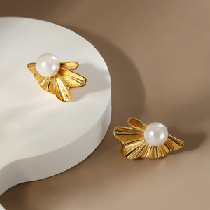 Pendientes de Concha en Oferta, Chapados en Oro de 18K, Estilo Perla, para Regalo de Aniversario, Joyería Francesa de Lujo Ganku - Product Image 5
