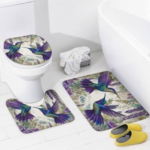Rideau de douche en polyester motif colibri violet et glycine forestière, impression numérique, imperméable, impression personnalisée, vente en gros - Product Image 4