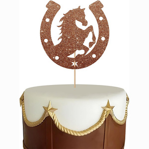 Vente en gros de papier de Cowboy Topper chapeau de Cowboy botte fer à <span class=keywords><strong>cheval</strong></span> <span class=keywords><strong>thème</strong></span> Cowboy fête Dessert et cuisson décoration de <span class=keywords><strong>gâteau</strong></span> Topper - Product Image 6