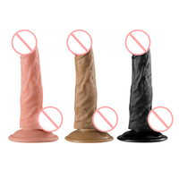 Juguetes sexuales realistas para adultos, consolador de goma suave para mujeres, pene de plástico de silicona Artificial, 19,5 cm