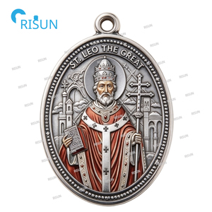 Collar con Colgante <span class=keywords><strong>de</strong></span> San León Magno, Patrón Religioso <span class=keywords><strong>de</strong></span> los Enfermos, Medallón Personalizado con la Imagen <span class=keywords><strong>de</strong></span> San León Magno - Product Image 2