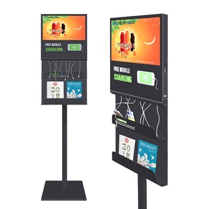 Pantalla Digital Publicitaria de 21.5 Pulgadas con Soporte de Pie, Android, WIFI, CMS en la Nube, Cargador de Teléfono, con Compartimento para Periódicos - Product Image 1