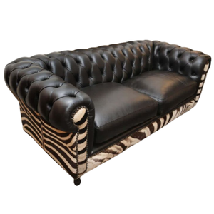 Canapé de salon en cuir de vache de style vintage américain - Product Image 1