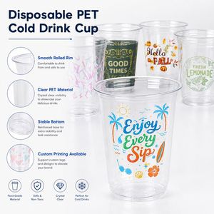 Gobelet à café jetable en plastique PET éco-responsable 16oz à base rigide, vaisselle durable, logo personnalisé pour petit-déjeuner d'hôtel de charme - Product Image 3