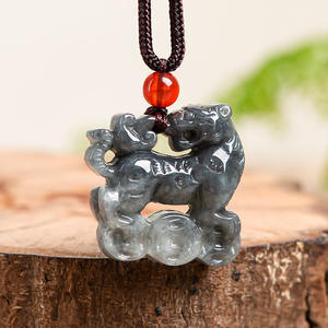 Pendentif en jade animal tigre en jadéite naturelle, style chinois noir, UNISEXE, cadeau avec certificat d'évaluation DW54 - Product Image 2