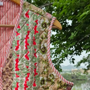 Veste décontractée pour femme, 100% coton fait main, matelassée, à manches courtes, motif floral, fermeture à ceinture, douce, séchage rapide, pour l'hiver - Product Image 3