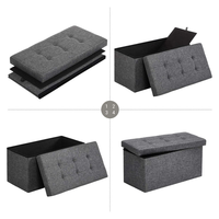 Banc de rangement pliable moderne pour la chambre à coucher, en tissu de lin personnalisé, rembourré, 76*38*38cm, pouf, tabouret