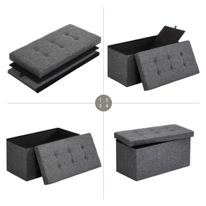 Panca Contenitore Pieghevole 76*38*38cm in Tessuto di Lino Imbottito, <span class=keywords><strong>Sgabello</strong></span> Ottomano Moderno per Camera da Letto e Uso Domestico - Product Image 2