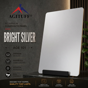 BRIGHT SILVER- AGE 101 Lámina de Aluminio Compuesto Premium ACP para Revestimiento de Paredes Exteriores, Ignífuga, Ligera, Antiestática - Product Image 3