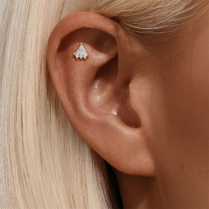 Pendientes CANNER de Oro de 18k y Plata de Ley S925 con Diseño Geométrico de Zirconia en Forma de Estrella y Borla - Product Image 4