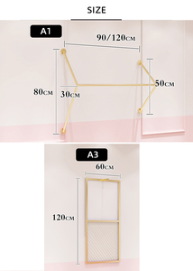 ที่กำหนดเองโลหะสแตนเลสติดผนังเสื้อผ้าชั้นวางเสื้อผ้ายืนขายปลีกทองบูติกผนังเสื้อผ้าแสดงบนผนัง - Product Image 6