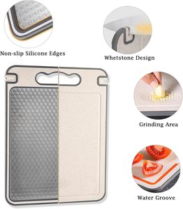 Planche à découper beige en titane, résistante aux rayures, double face, en acier inoxydable, durable, compatible lave-vaisselle, pour la cuisine - Product Image 3