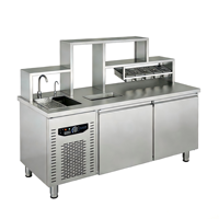 Plan de travail personnalisable en acier inoxydable pour thé au lait Boba, haute qualité, multifonctionnel, double porte, réfrigération électrique pour Bubble Tea