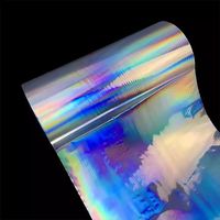 Rouleau de film vinyle adhésif permanent holographique argenté et chromé