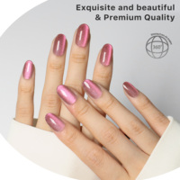 AIERFEI Faux Ongles Ovale Effet Œil de Chat Marron Châtain 24 Pièces Magnifiques Effet Œil de Chat Magnétique Vente Directe Usine