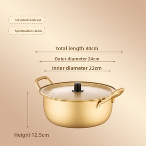 Marmite à soupe jaune en aluminium de style coréen classique, casserole légère pour ramyun et pâtes, fabricant d'ustensiles de cuisine avec logo personnalisé - Product Image 6