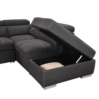 Canapé d'angle convertible en L de conception européenne avec ottoman de rangement, deux housses de siège et rembourrage en éponge pour salon