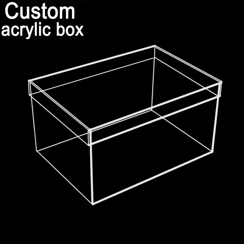 Custom Acrylic box clear acrylic display case 5 side box with lid/sliding lid or base plexiglass acrylic box cube for food rose