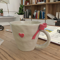 Tasse en céramique 3D émaillée personnalisée avec nœud papillon en relief tasse de décoration quotidienne en porcelaine objets décoratifs pour la maison