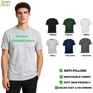T-<span class=keywords><strong>shirt</strong></span> en gros 50% coton 50% polyester pour hommes et femmes, couleur unie, doux, respirant, col rond, impression personnalisée, <span class=keywords><strong>broderie</strong></span>, faible MOQ - Product Image 1