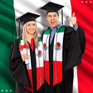 Estola de Graduación con Doble Bandera Mexicana y Cordones de Honor para la Celebración del Día de Graduación - Product Image 5
