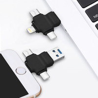 Unidad Flash USB 2.0 4 en 1 Multi OTG Tipo C para Teléfono Móvil, para Apple y Android, Tipo C USB 2.0, 16GB 32GB 64GB 128GB Memoria Flash