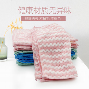 Paño de Cocina de Felpa Coral Rectangular, Rosa, Verde, Azul, con Rayas, Absorbente, Sin Pelusas, Toalla de Limpieza para Cocina - Product Image 1