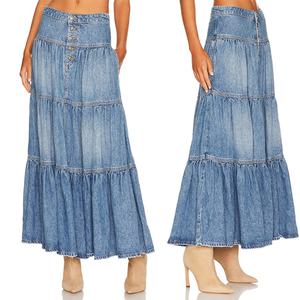 Vestido Vaquero Personalizado para Mujer, con Botones, Bolsillos Laterales, Estilo Holgado, Faldas Largas de Mezclilla Azul para Mujer - Product Image 6