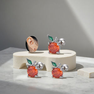 Xinfocus nouveau Design <span class=keywords><strong>petit</strong></span> fruit Piercing bijoux pomme Cartilage Tragus boucle d'oreille mode Piercing hélice oreille <span class=keywords><strong>anneau</strong></span> indien boucle d'oreille - Product Image 4