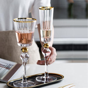 Хрустальное Вино Ручной Работы, бокалы для шампанского с узором, с золотым ободом, стебель для ежедневного производства, высококачественный конечный продукт - Product Image 1