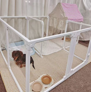 Corralito de acrílico transparente para perros, fácil de montar, bolígrafo transparente para mascotas, valla de plástico resistente para cachorros con ruedas para gato conejito - Product Image 4