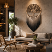 Tapisserie murale tissée à la main, arbre de vie, attrape-rêves, macramé, décoration murale, ornement pour la décoration intérieure de la maison