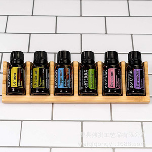 Essential Oil Display Stand Wooden Storage Rack Desktop Organizer Natural Bamboo Rectangle Shape Multi Compartment <b>Solid</b> <b>Wood</b> - Product Image 2