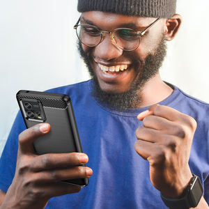 Coque de téléphone en TPU silicone souple avec dos en fibre de carbone brossée pour Motorola <span class=keywords><strong>Moto</strong></span> G72 - Product Image 2